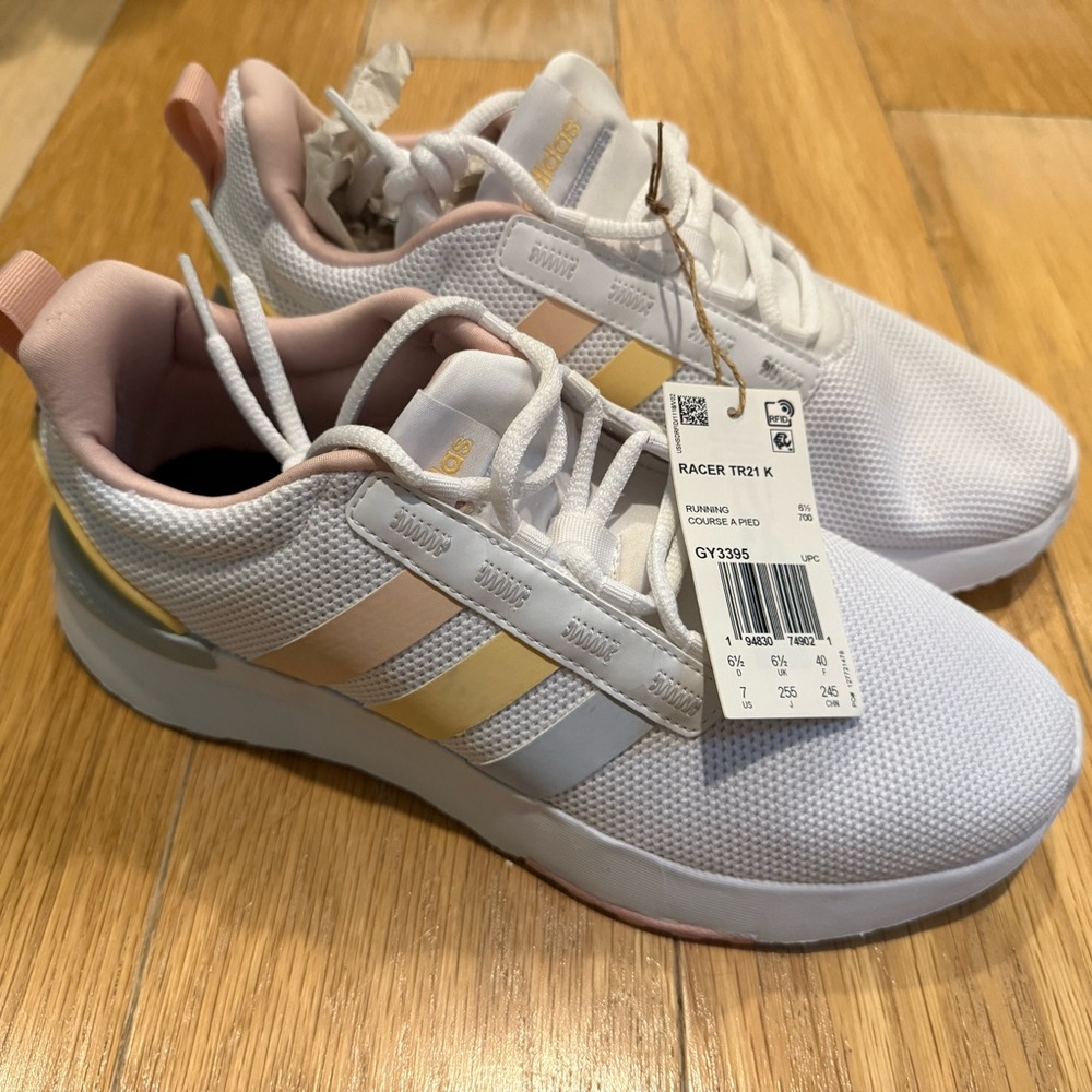 Adidas Kids Racer TR21 White Pink Yellow Gray Sneakers
